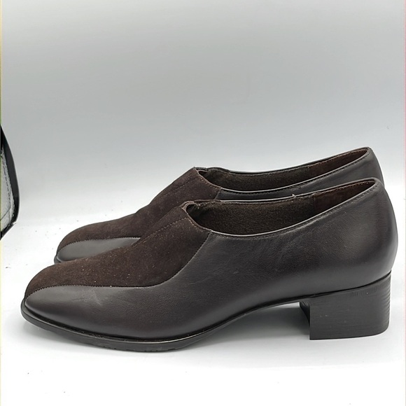 Munro American Two-Tone Brown Leather Shoes Size 8.5 | 1.5” Block Heel Comfort - Picture 5 of 10